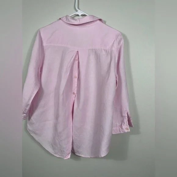 Joan Vass NY Elegant Pink Button Down Women's Shirt Linen Work Career Size M - Picture 13 of 16